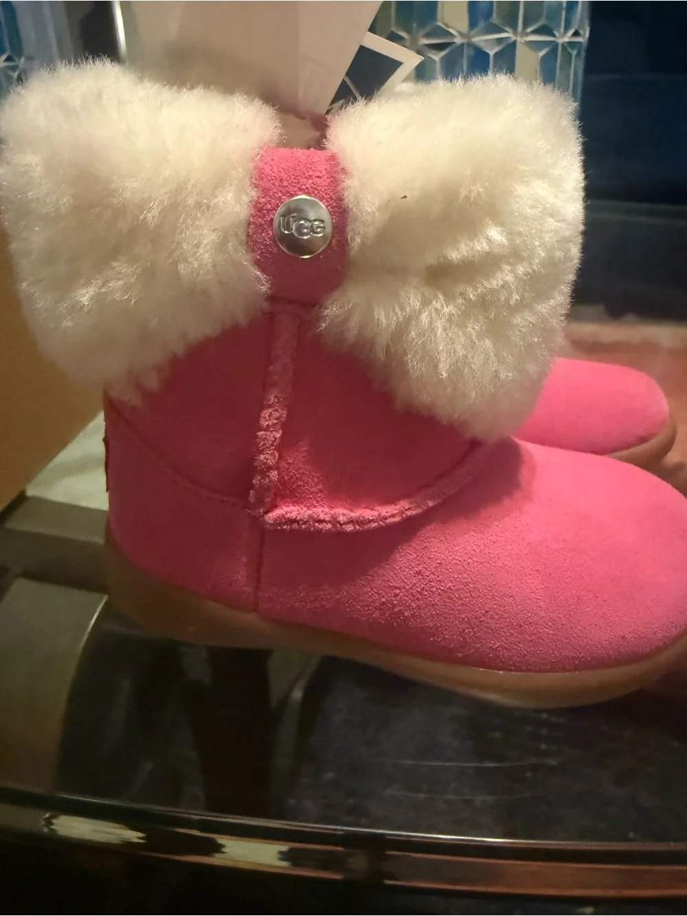 UGG Soft Pink Shearling Keychain Charm